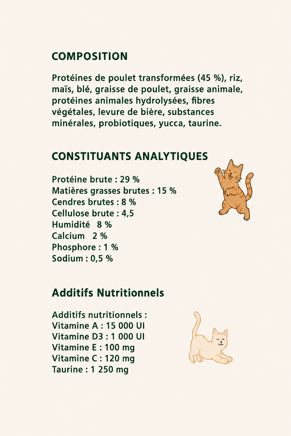 Croquettes pour Chat - Avec Céréales - Poulet Halal