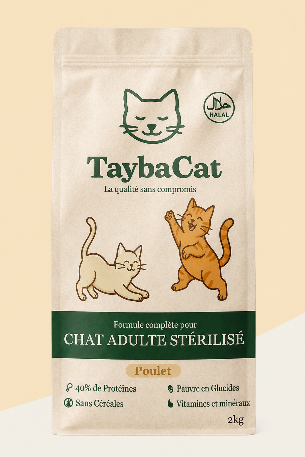 Croquettes pour Chat Stérilisé - Sans Céréales - Poulet Halal